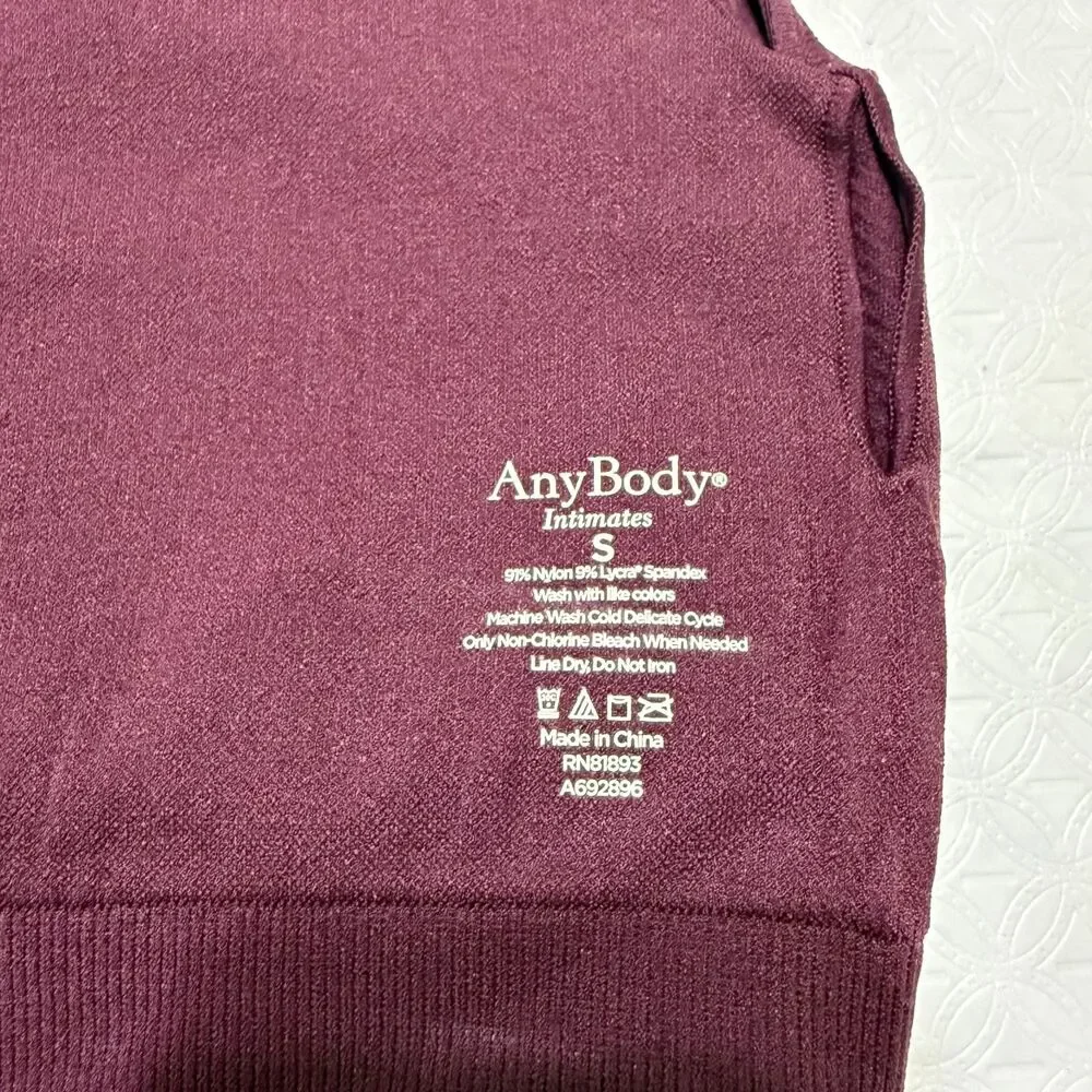 AnyBody Intimates Lycra Seamless Reversible Lounge Bra Wine Small NWT